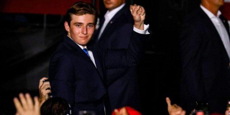 Barron Trump debuts at father’s Florida campaign rally to sustained applause