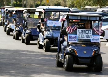 Hundreds of ‘Harris for President’ golf carts roll through Trump stronghold