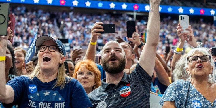 Harris rallies crowds on abortion message, while Trump treads lightly