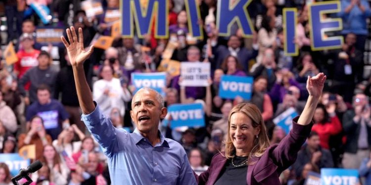 Obama’s presence and Trump’s policies consume 11th-hour rally to keep NJ blue